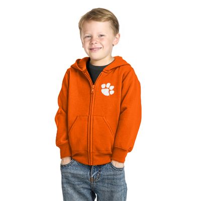 Little King NCAA Boys/Girls Toddler Full Zip Fleece Hoodie Sweatshirt with Embroidered Team Logo-Clemson-Orange-4T