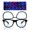 Alternative Imagination Clear Glasses with Diffraction Flip Lenses - For Festivals, Raves - Black Frame view 1