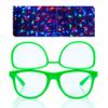 Alternative Imagination Starburst Diffraction Glasses - Clear Glasses with Diffraction Flip Lenses - See Lights Burst! Rave Accessories, Rave Essentials, Music Festivals - Green Frame view 1