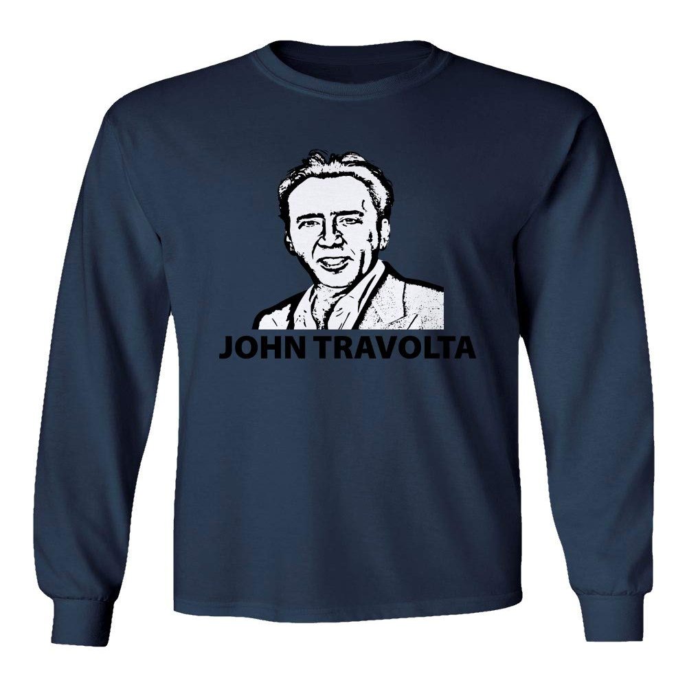 Baku Apparel Hollywood Actor Nicolas Cage Movie 'Face Off' Men's Long Sleeve T-Shirt (Navy, XX-Large)