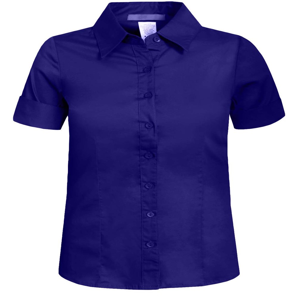 J. LOVNY Girl's Basic Casual Long Sleeve Roll Up Button Down Blouse Shirts Navy