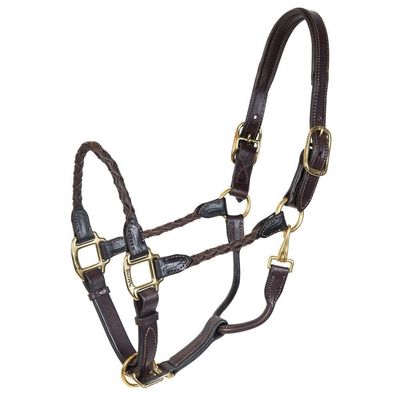 Perris Braided Leather Halter Horse Havana