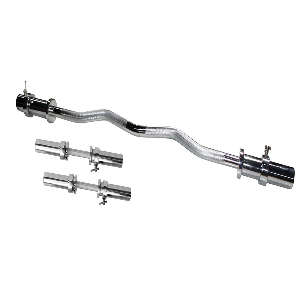 Ader 47'' Solid Barbell Olympic Curl Bar 20'' Dumbbell Handle Combo Set