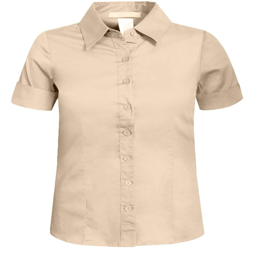 J. LOVNY Girl's Basic Casual Long Sleeve Roll Up Button Down Blouse Shirts
