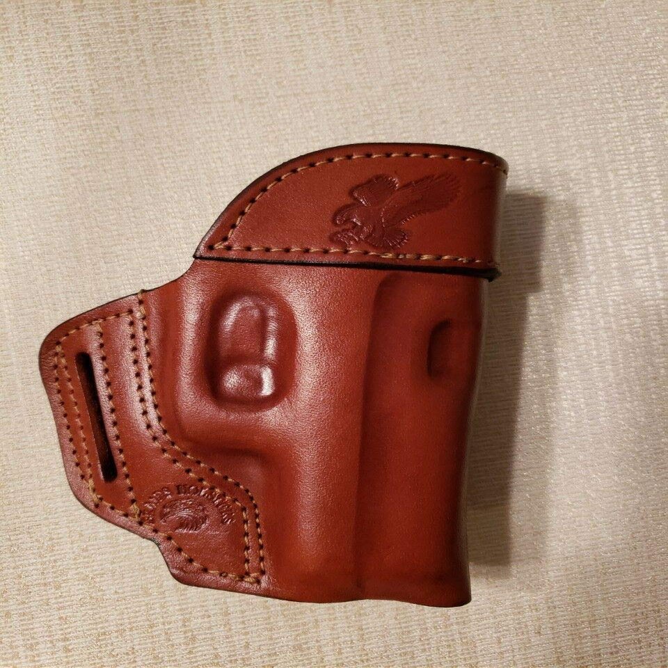 Braids Holsters Brown Leather OWB Belt Holster Choose Gun & Left or Right Hand (Handing:Right; Select Gun:Taurus TCP;)