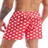 FEESHOW Men's Satin Boxers Silk Sleepwear Underwear Heart Print Shorts Lounge Beach Shorts Red X-Large view 2