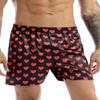 FEESHOW Men's Satin Boxers Silk Sleepwear Underwear Heart Print Shorts Lounge Beach Shorts Black X-Large view 1