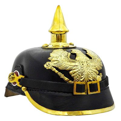 Shaheera Nautical Brass German Imperial Prussian Spiked Helmet Leather by Nautic ALM Art A