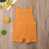 Baby Boys' Short Sleeve Rompers Jumpsuit,Organic Cotton and Linen Sleeveless One-Piece Coverall (Yellow, 6-12M) view 3