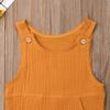 Baby Boys' Short Sleeve Rompers Jumpsuit,Organic Cotton and Linen Sleeveless One-Piece Coverall (Yellow, 6-12M) view 4
