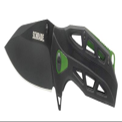 Schrade UG Green/Black 7.5in High Carbon S.S. Ultra-Glide Folding Knife with 3.25in Clip Point Blade and Rubberized Aluminum Handle for Outdoor Survival, Camping and EDC, 1100049