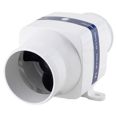Five Oceans in-Line Bilge Blower, Boat Engine Blower, for 3-Inch Interior Diameter Vent Hose, 12-Volt, 130 CFM FO-4333