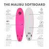 KONA SURF CO. Malibu Beginners Surfboard for Adults and Kids - Soft Board Foam Top Surfboard Foamie for Beach of Softboards - Includes Removable Fins and Leash (Pink, 7ft 6in) view 4