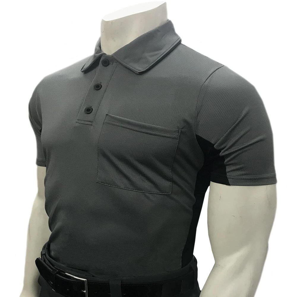 Smitty USA-312 Major League Style Short Sleeve Umpire Shirt with Side Panels (Charcoal with Black Side Panels, 4XL)