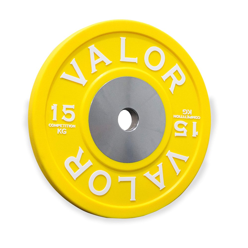 Valor Fitness BPKG-15 Bumper Plates for Olympic Weightlifting 15 KG (Sold Individually)