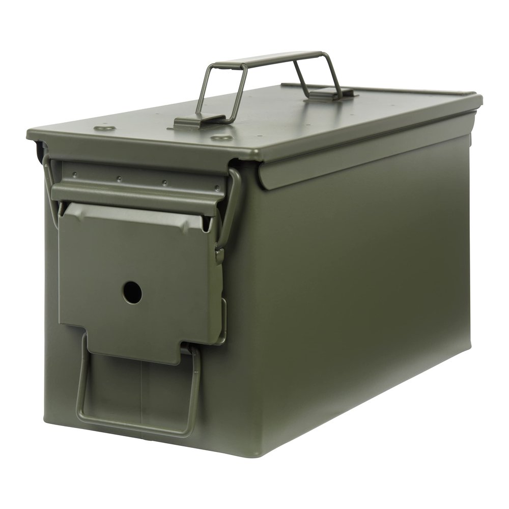 Allen Company Classic Steel Ammo Box - Large, Lockable, and Waterproof Ammo Storage for .30/.50 Caliber - Shooting Accessories - Army Green Metal Container