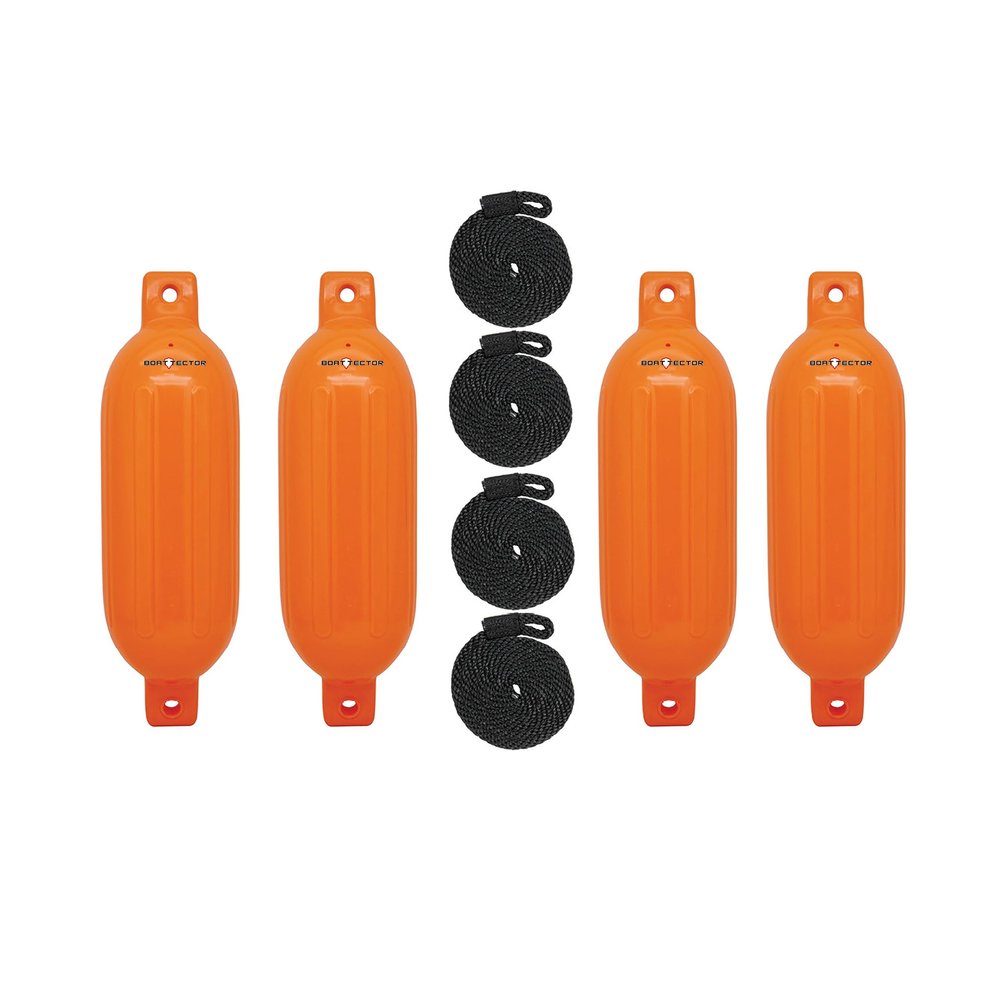 Extreme Max 3006.7641 BoatTector Inflatable Fender Value 4-Pack - 6.5" x 22", Neon Orange