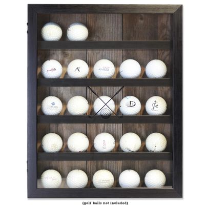 Lawrence Frames 531011 11x14 Golf Display Case-Holds 25 Logo Balls Shadow Box Frame, Black