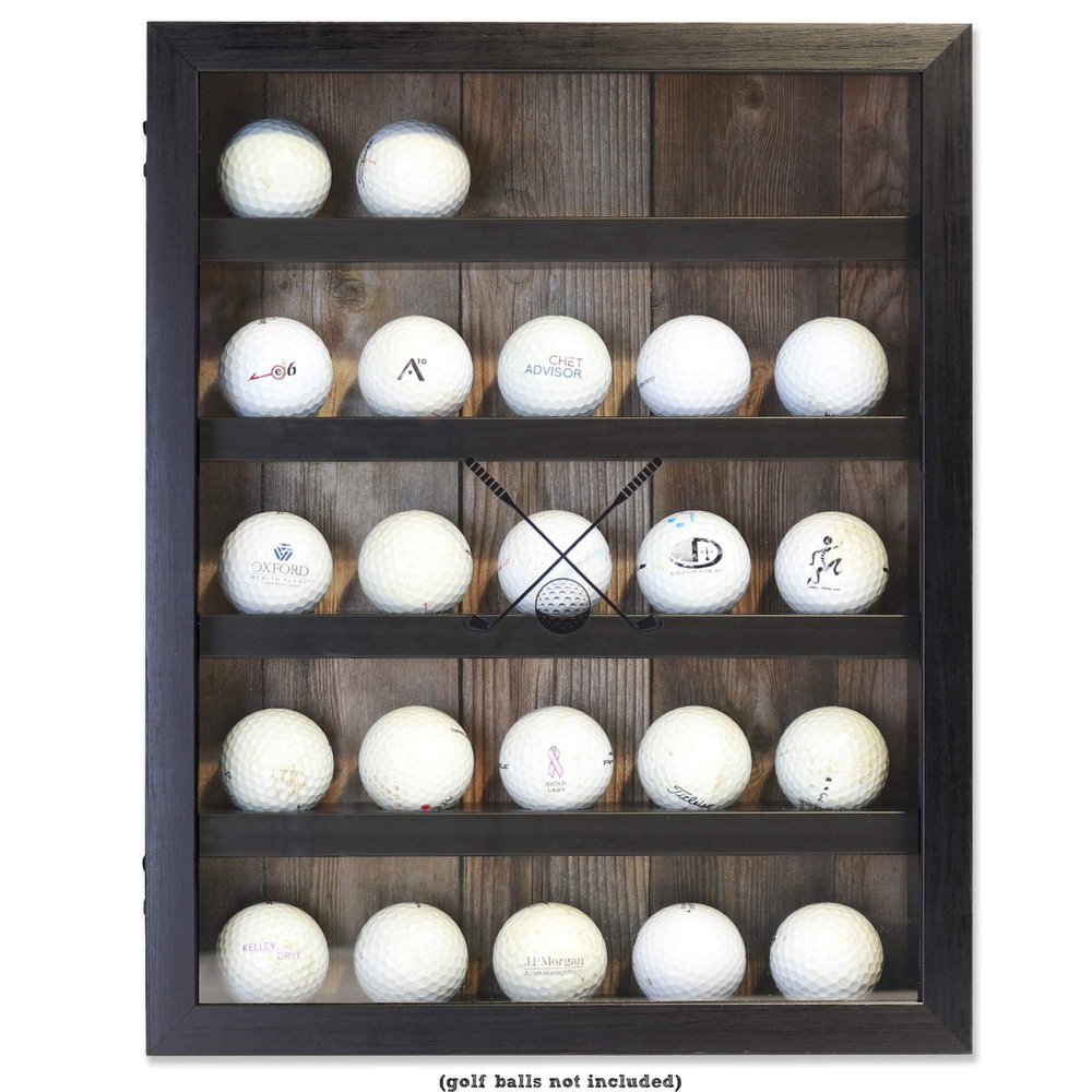 Lawrence Frames 531011 11x14 Golf Display Case-Holds 25 Logo Balls Shadow Box Frame, Black