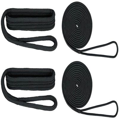 Extreme Max 3006.2689 BoatTector Premium Double Braid Nylon Dockside Rope Value Pack - 3/8", Black