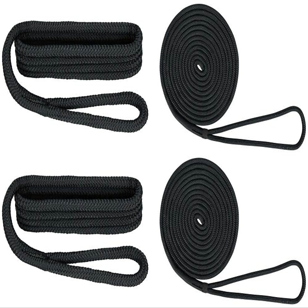 Extreme Max 3006.2689 BoatTector Premium Double Braid Nylon Dockside Rope Value Pack - 3/8", Black
