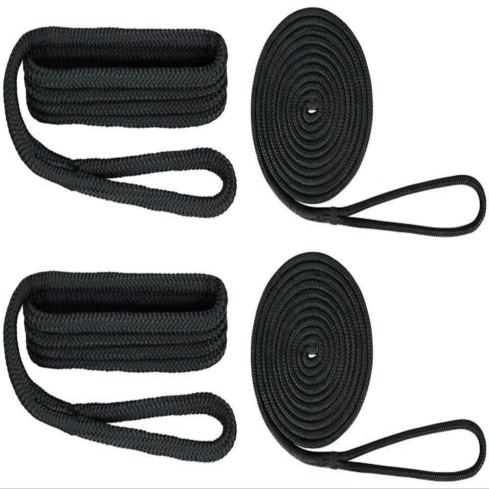 Extreme Max 3006.2693 BoatTector Premium Double Braid Nylon Dockside Rope Value Pack - 1/2", Black