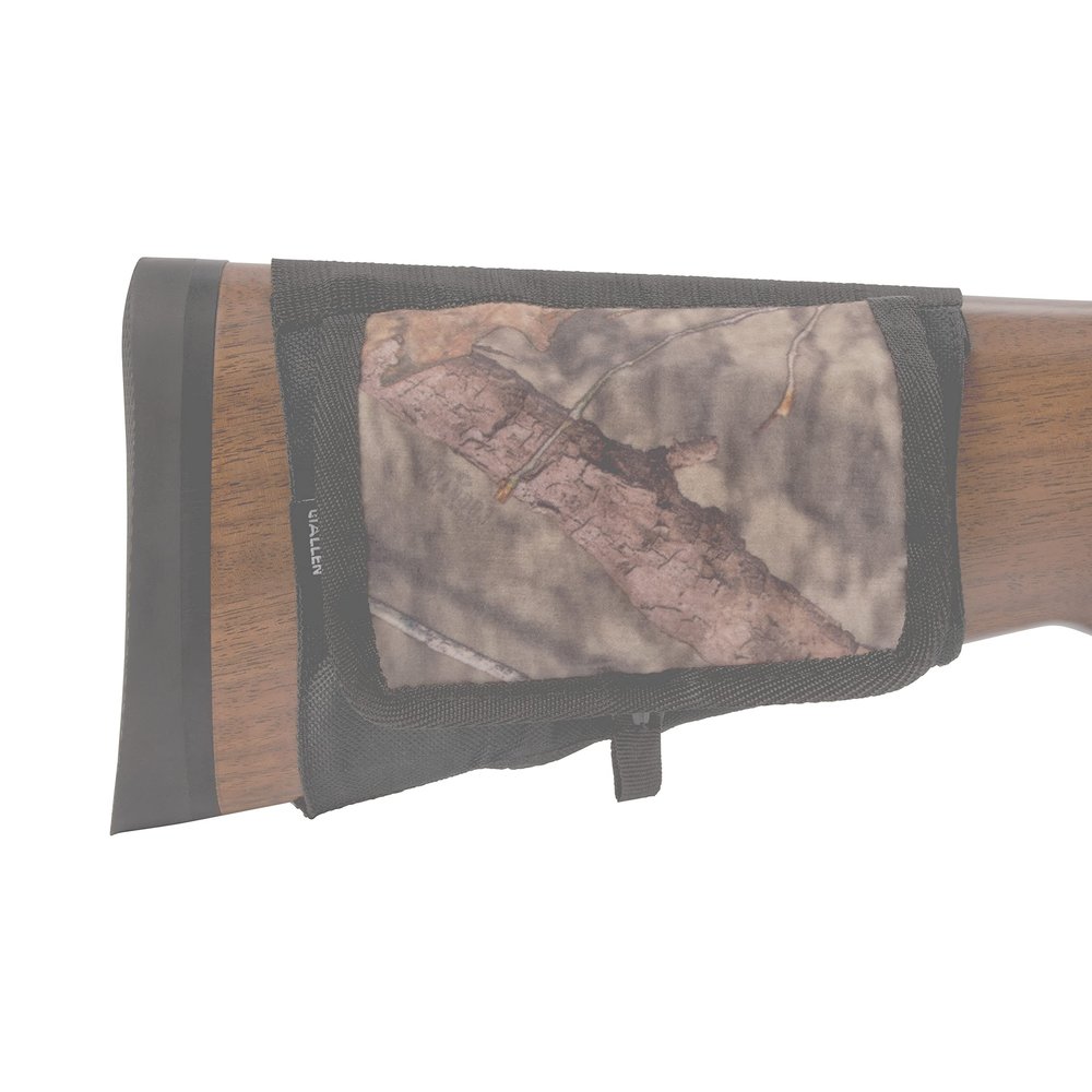 Allen Company Buttstock Shotgun Shell Holder for Shotguns - Hunting Ammo Holder - Fits Most Shotguns Remington, Benelli, Winchester, Stoeger, & Franchi - Camo with Cover Flap