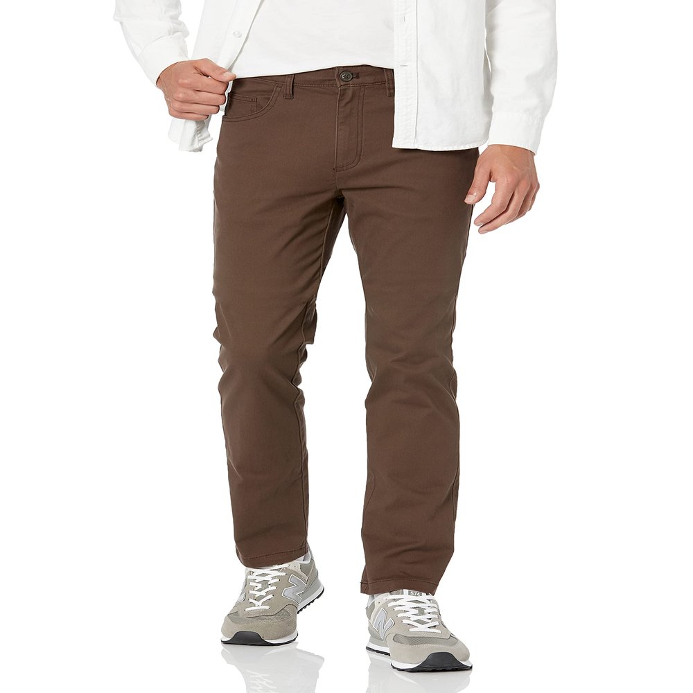 Amazon Essentials Men's Skinny Fit 5-Pocket Comfort Stretch Chino Pants, Brown, 40W x 34L