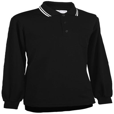 Smitty | BBS-301 | Major League Style Long Sleeve Performance Mesh Umpire Shirt | Accommodate Chest Protector | Baseball Softball | Umpire's Choice! (Black with White Trim, XL)