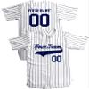 Custom Short Sleeve Pinstripe Baseball Jersey 6 Button | White and Navy | Youth Small view 2