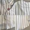 Custom Short Sleeve Pinstripe Baseball Jersey 6 Button | White and Navy | Youth Small view 4