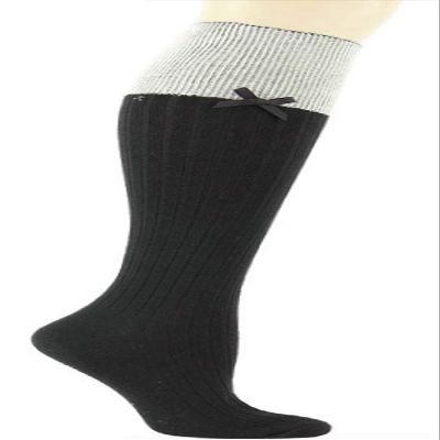 Foot Traffic Ribbed Knee High with Bow, One Pair, Shoe Size 7-12