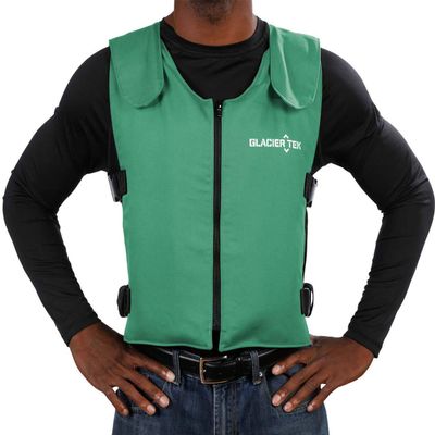 Glacier Tek Original Cool Vest with FR3 Flame-Retardant Banox Fabric and Nontoxic Cooling Packs Green