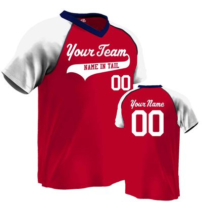 Custom Baseball Jersey V-Neck Major Team| Scarlet and Navy | Adult X-Large
