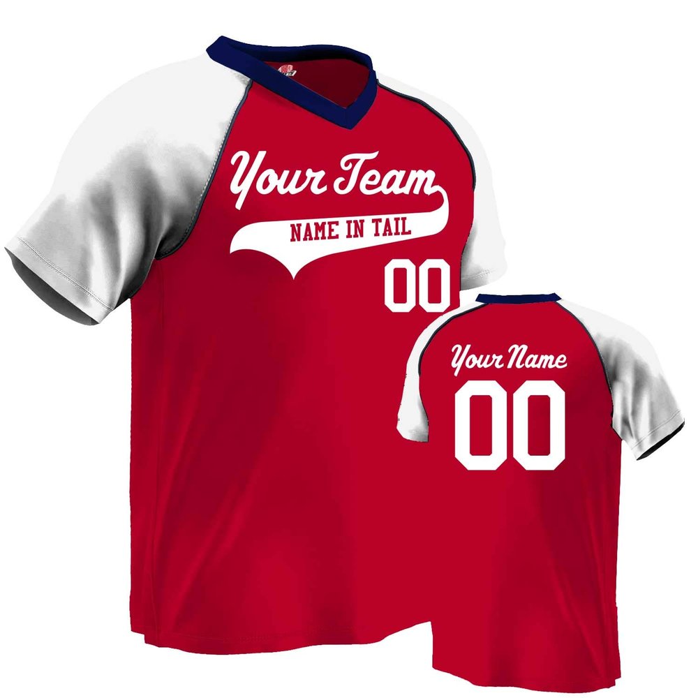 Custom Baseball Jersey V-Neck Major Team| Scarlet and Navy | Adult X-Large