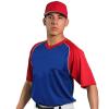 Custom Baseball Jersey V-Neck Major Team| White and Royal | Adult 2X-Large view 2