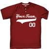 Custom Baseball Jersey 2 Button Solid Color with Logo| Maroon | Youth Med view 2