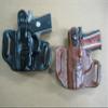Azula Gun Holsters Leather 2 Slot Molded Thumb Break Pancake Leather Pistol Holster for Glock 23 TAN view 4