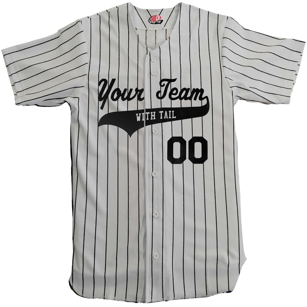 Custom Short Sleeve Pinstripe Baseball Jersey 6 Button | Gray and Black | Adult 3X-Large