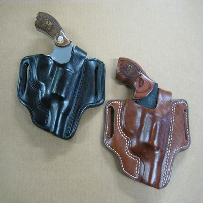 Azula Gun Holsters Leather 2 Slot Molded Thumb Break Pancake Leather Revolver Holster for S&W N Fame 4" Barrel Revolver Black