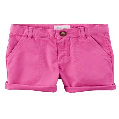Carter's Baby Girls' Twill Roll-Cuff Shorts, Pink, 6 Months