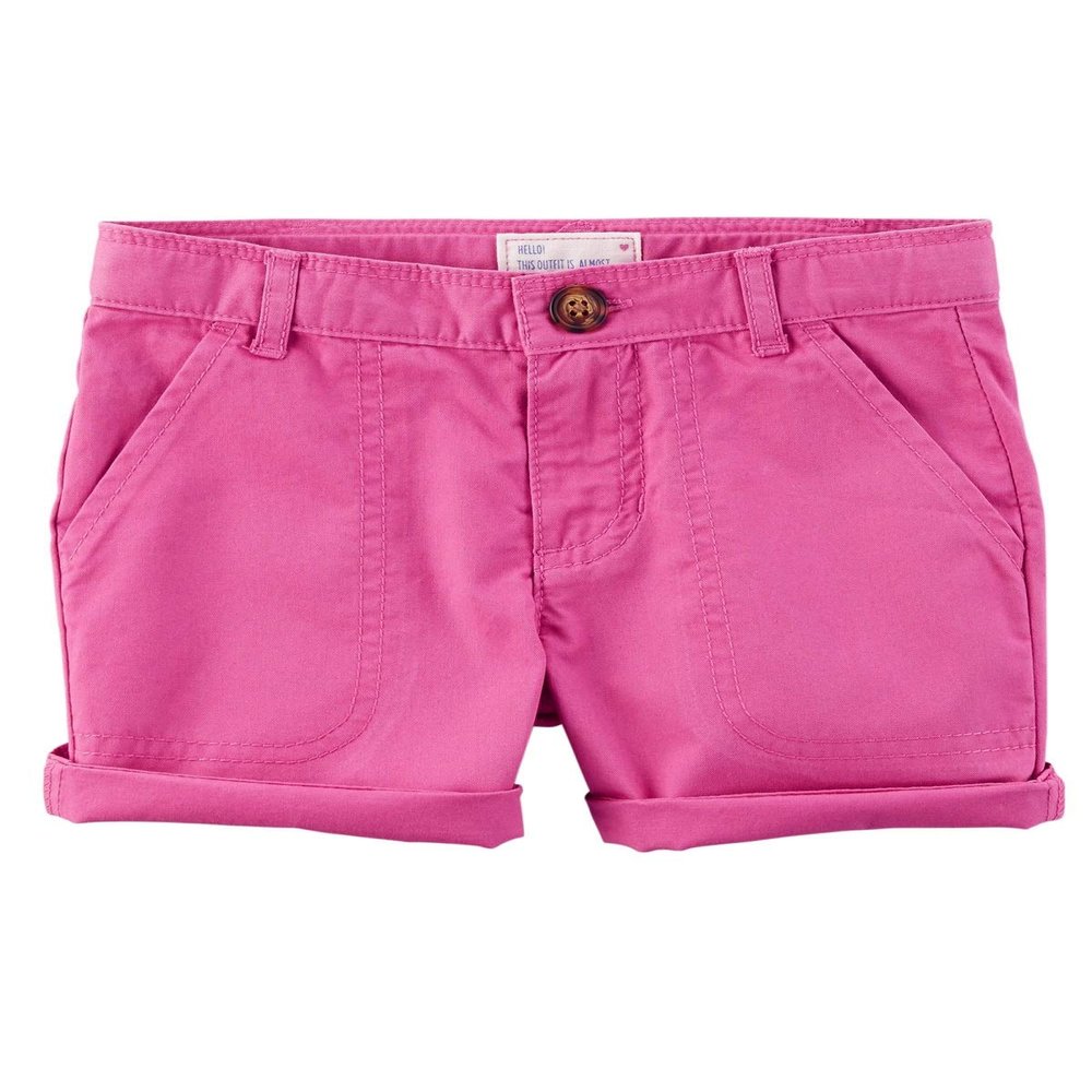 Carter's Baby Girls' Twill Roll-Cuff Shorts, Pink, 6 Months