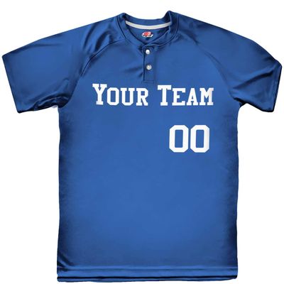 2 Button Solid Color Basic Team Name Baseball Jersey| Royal | Adult 3X-Large