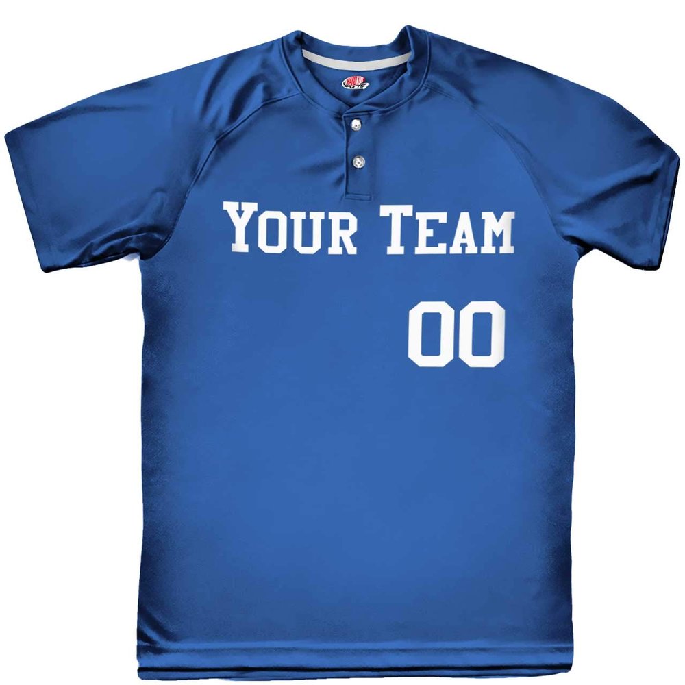2 Button Solid Color Basic Team Name Baseball Jersey| Royal | Adult 3X-Large