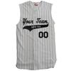 Custom Pinstripe Sleeveless Baseball Jersey 6 Button, Gray, Navy, Adult 3XL view 1