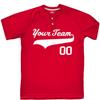 Custom Baseball Jersey 2 Button Solid Color with Logo| Scarlet | Youth XL view 2