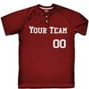 HARDKOR SPORTS 2 Button Solid Color Basic Team Name Baseball Jersey| Maroon | Adult Small view 1