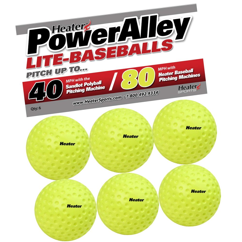 Heater Sports Power Alley 80 MPH (Sandlot 40 MPH) Soft Green Foam Balls - 6 Pack, Lightweight, Accurate, and Long-Lasting, | Ideal for Batting and Fielding Practice for All Ages - HSG14