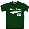 Custom Baseball Jersey 2 Button Solid Color with Logo| Forest Green | Youth Med view 2