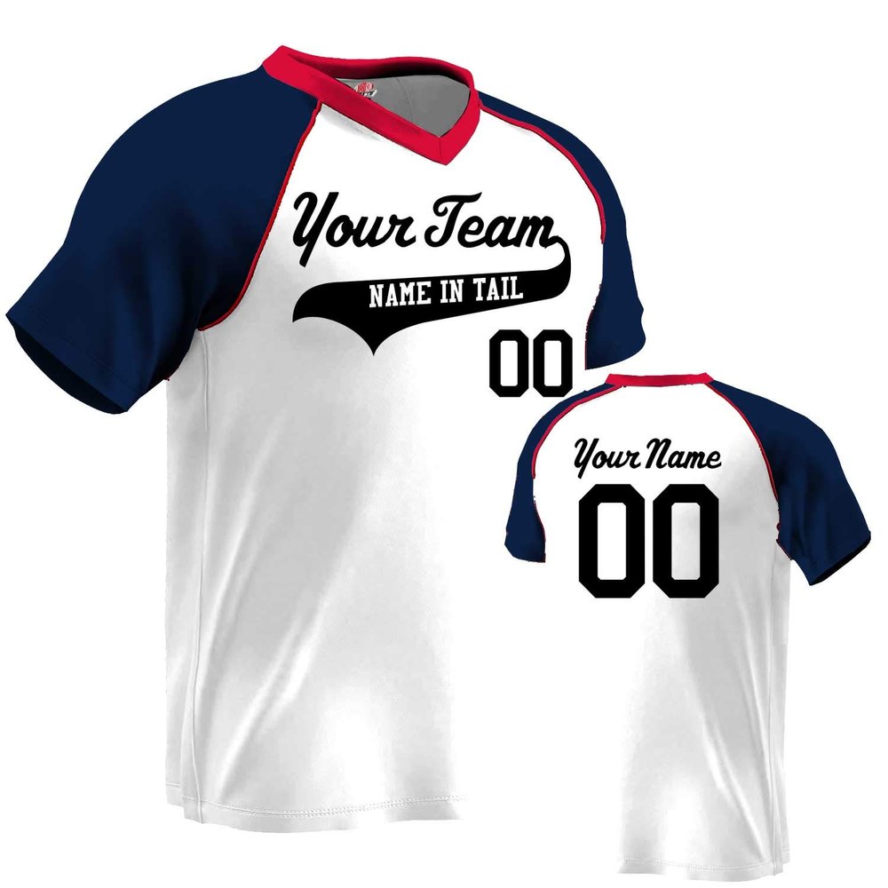 Custom Baseball Jersey V-Neck Major Team| White,Navy and Scarlet | Adult Med